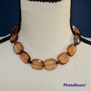 3/$30 HANDMADE Faceted Acrylic Amber Beaded Chunky Necklace